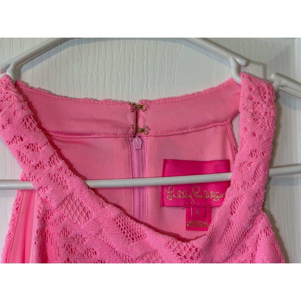 Lilly Pulitzer Rayanne Shift Dress Pelican Pink Pineapple Geo Lace Sz Large - Picture 7 of 8